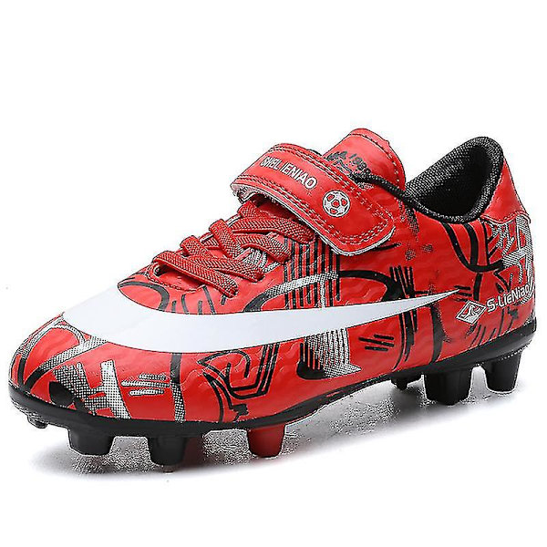 Fodboldsko til børn, drenge, piger, ankelstøvler, græstræning, sportsfodtøj, sneakers Yjx157a Red 34