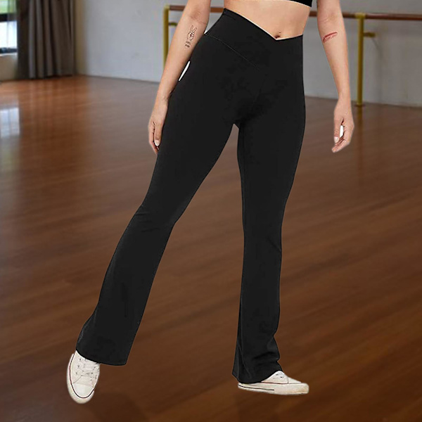 Utsvängda Yogabyxor för Kvinnor Hög Midja Lyftande Sömlös Rumpa För Träning Fitness Utomhuskläder Black S