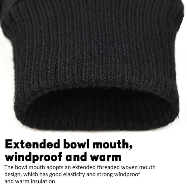 Varma skidhandskar för vintern Unisex Foder Termiska Vattentäta Pekskärm Black L