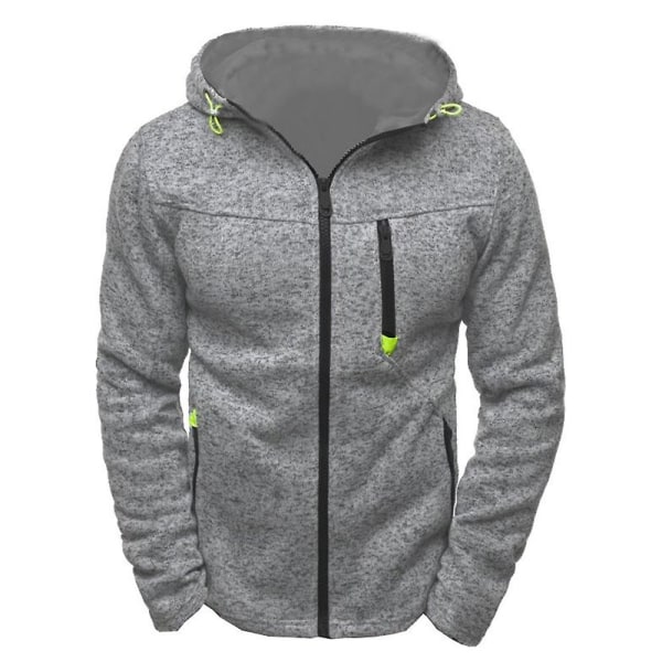 Herr Zip Up Långärmad Huvtröja Sport Casual Hoodies Sweatshirt Toppar Light Grey 2XL