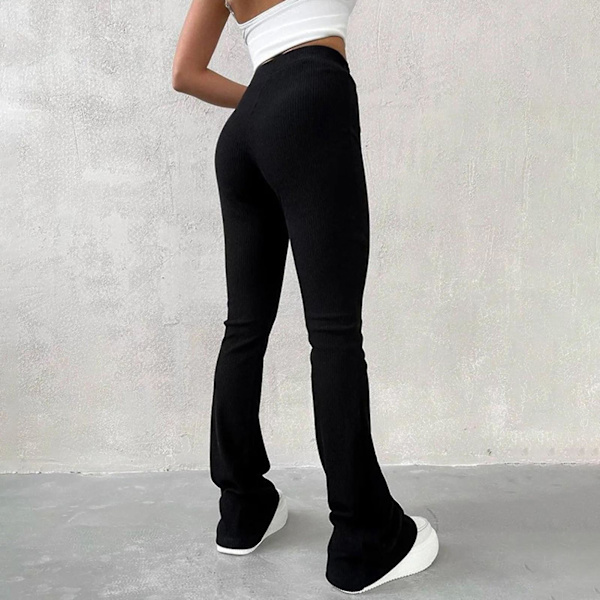 Elastiska Högmidjade Dambyxor Sexiga Utsvängda Punkbyxor Streetwear Lämpliga För Shopping Black M