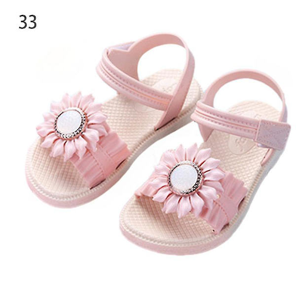 Pigesandaler med åben tå, margueritblomst, sommerstrandsko med PVC-sål, skridsikre Apricot 33