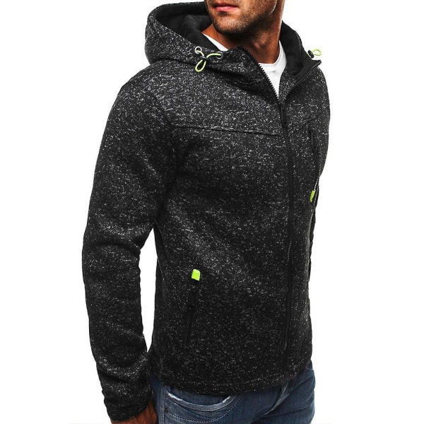 Herr Zip Up Långärmad Jacka Med Huva Sportig Vardaglig Huvtröja Sweatshirt Toppar Black Grey 3XL