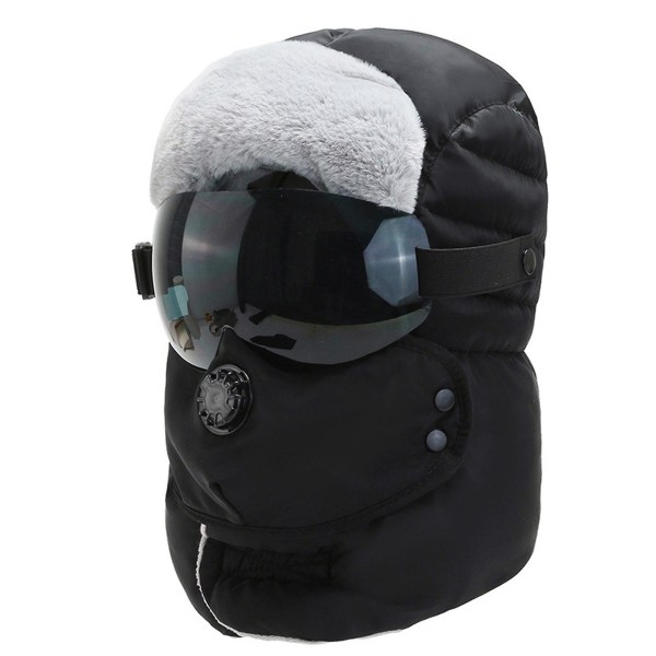 Unisex helhuvud varm hatt Andningsventiler Cover Öronlapp Trooperhatt Skridskoåkning Skidåkning Cykling Black With Black Glasses