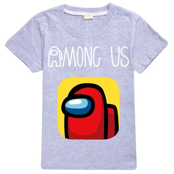 Among Us Game Kids Boy Girl Kortärmad Impostor T-shirt Summer Tee Tops Grey 7-8 Years