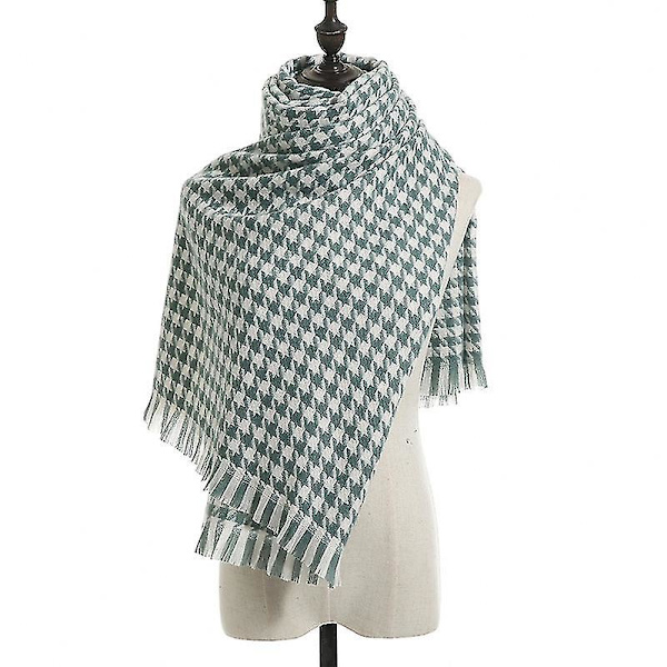 Vinterfågelrutig halsduk pläd Faux Cashmere halsduk sjal green