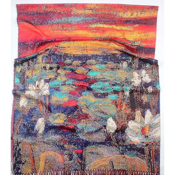 Myk Kashmirfølelse Skjerf For Kvinner Elegant Stort Varmt Vinterskjerf Sjal Wrap Gaver Monet Klimt Va