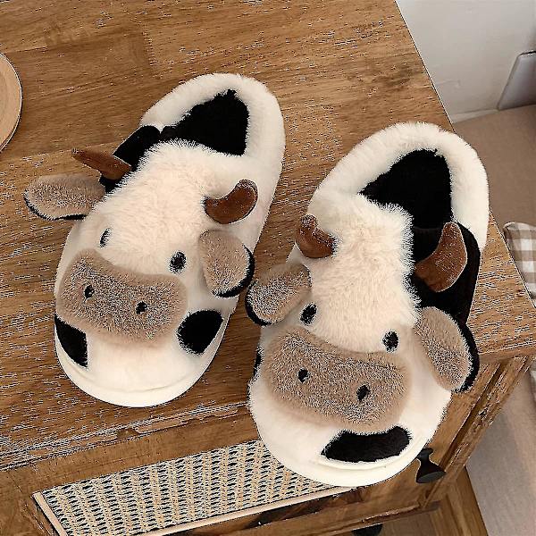 Ko-tofflor Söta Varma Bekväma Bomullsskor Djur cow cotton tow half bag 40-41