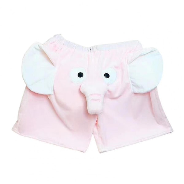 Lounge Pyjamas Shorts 3d Öron Trunk Cartoon Söta Elefant Lösa Casual Plysch Sovkläder Sommar Herr Dam Skottbyxor Hemkläder Pink L