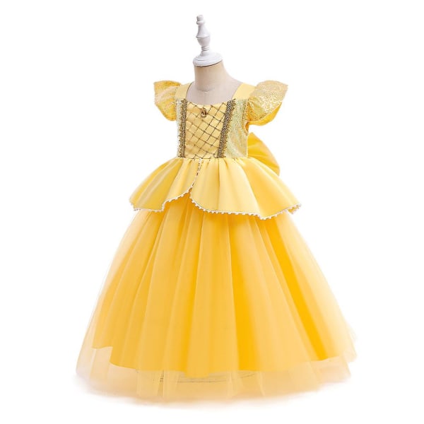 Skönheten och odjuret Belle Cosplay Kostym Flickor Prinsessklänningar Halloween Karneval Fest Balklänning Fancy Dress Up 3-4Years