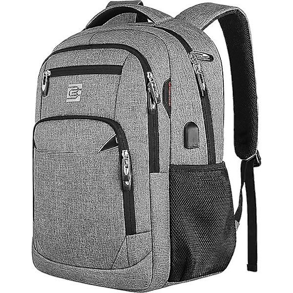 Laptop Ryggsekk, Forretningsreise Tyverisikker Slank Holdbar Laptop Ryggsekk Med USB Ladeport, Vannavstøtende College Dataveske For Kvinner & Menn F grey