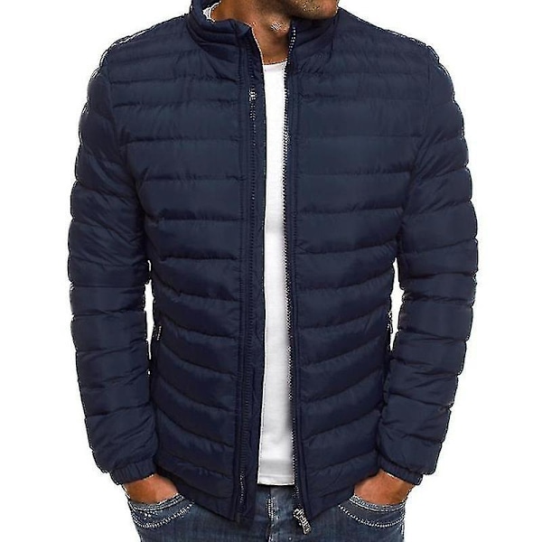 Lättvikts Bubbeljacka Vadderad Vinterjacka Herr H Navy Blue 2XL