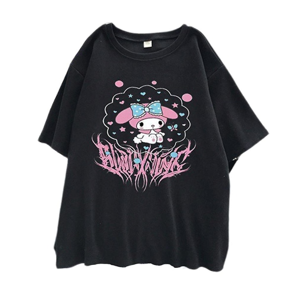 Kvinnor Tonåringar Cute My Melody Print Baggy T-shirt Kortärmad Sommar Casual Loose Fit Toppar Harajuku Fashion Tee Shirts XL