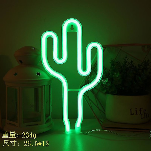 Led Neon Ljus Väggkonst Skylt Sovrumsdekor Regnbåge Hängande Nattlampa Hemfest Semesterdekor Julklapp Cactus
