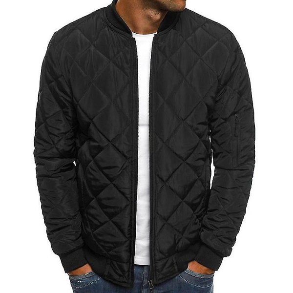 Miesten tikattu topattu puffer-takki bomber-takki päällysvaatteet Black 2XL
