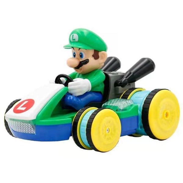 Super Mario Bros Kart Fjärrkontroll Elbilleksak för barn, Mario Luigi Led Light-up Musik Kart Billeksaker Spelfläktar Present Green