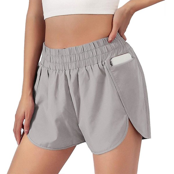 Naisten joustava vyötärö kerrokselliset joogashortsit kesä rento löysä yksivärinen urheilushortsit Grey 2XL