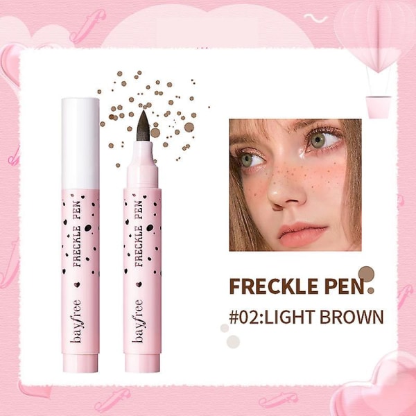 2 färger Freckle Makeup Penna Mjukt svamphuvud Naturlig Hög Simulering Faux Freckle Vattentät Light Brown