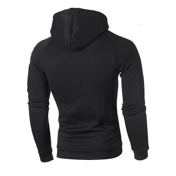 Herre Tykk Hettegenser Hettegenser Pullover Genser Vinter Varm Genser Topper Black M