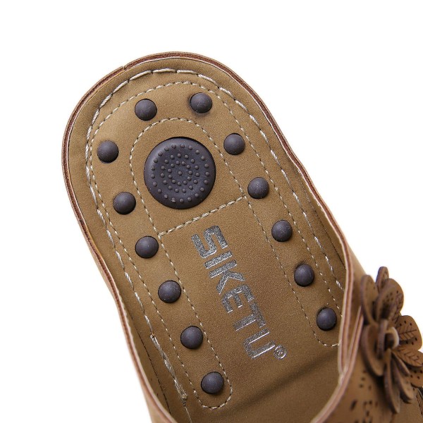 Sandaler med blomdesign, vintage, bekväma massageslippers Brown 37
