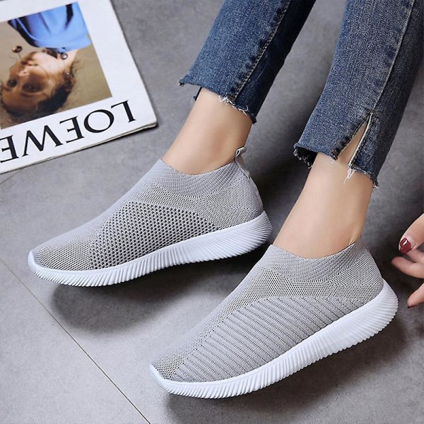 Sko Damer Mesh Slip On Sport Flate Sko Joggesko Grey 37