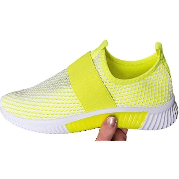 Naisten hengittävät verkkotennarit, slip-on lenkkitossut, urheilusukat Fluorescent Yellow EU 40