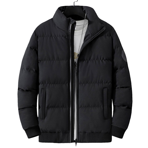 Herre Vinter Varm Afslappet Jakke Simpel Stil Vindtæt Top Med Ståkrave Blødt Stof Fortykket Varm Top Black 4XL
