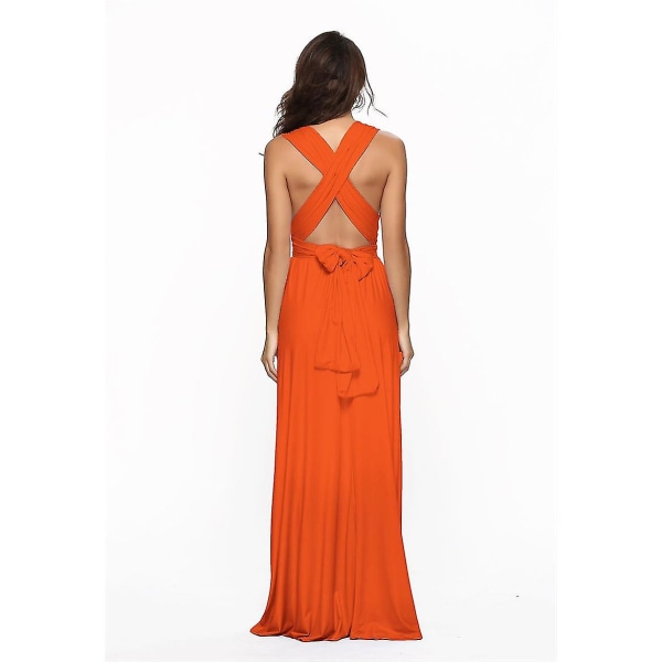 Kvinnors kväll Multi Way Wrap Brudtärna Formell Lång Maxiklänning Ysm2035 Orange M