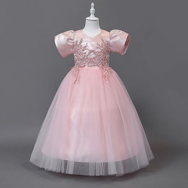 Stilrena Enfärgade Flickklänningar Mångsidiga Bekväma Kläder för Resor/Vardag/Hemma Pink 130cm