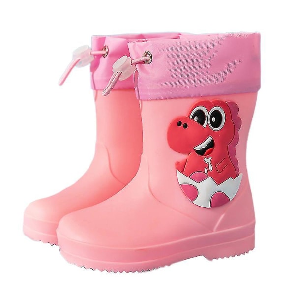 Lett Regnstøvel til Jenter med Snøring, Utendørssko, Pustende Støvel til Midt på Leggen Pink Dinosaur EU 28