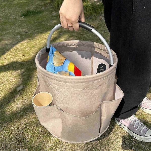 Fällbar picknickkorg med flera sidofickor, hållbar, bärbar, stor väska för vandring Dark Grey