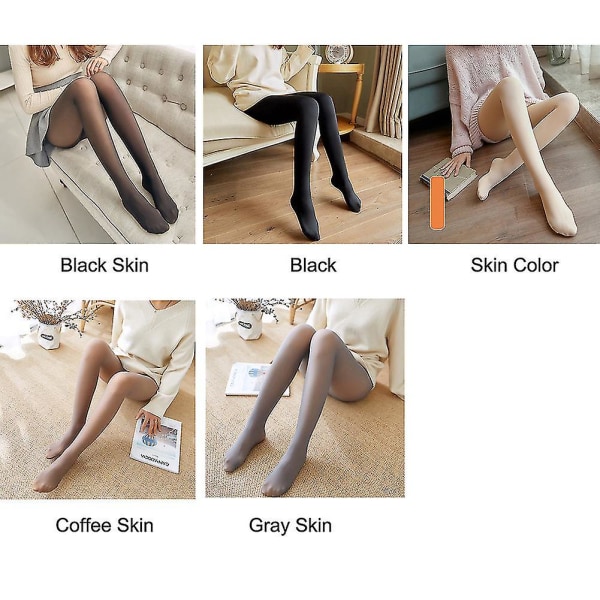Hudfärgade genomskinliga varma strumpbyxor med hög midja 1 del leggings för kvinnor Coffee Skin 220g