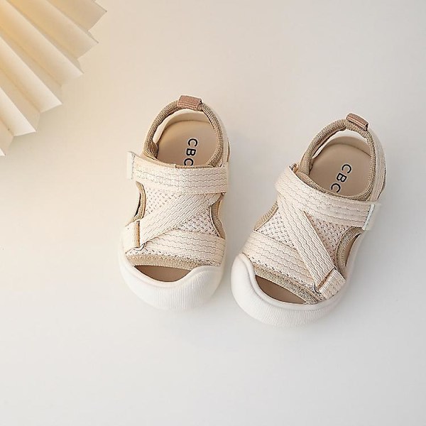 Sommer Baby Sandaler Mode Kryds Webbing Bløde Børnesko Cool Drenge Piger Strandsandaler Hovedindpakket Småbørnssko Khaki 16