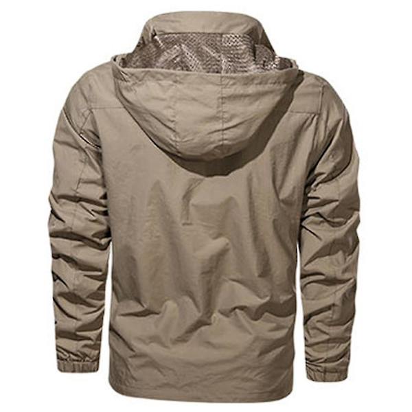 Herre Vinter Hette Army Frakk Taktisk Militær Jakke Kamp Yttertøy Khaki 2XL