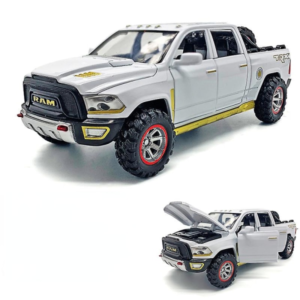 Dodge Ram Trx 1:32 terräng pickup truck legering Ljudljus bilmodell barnleksak white