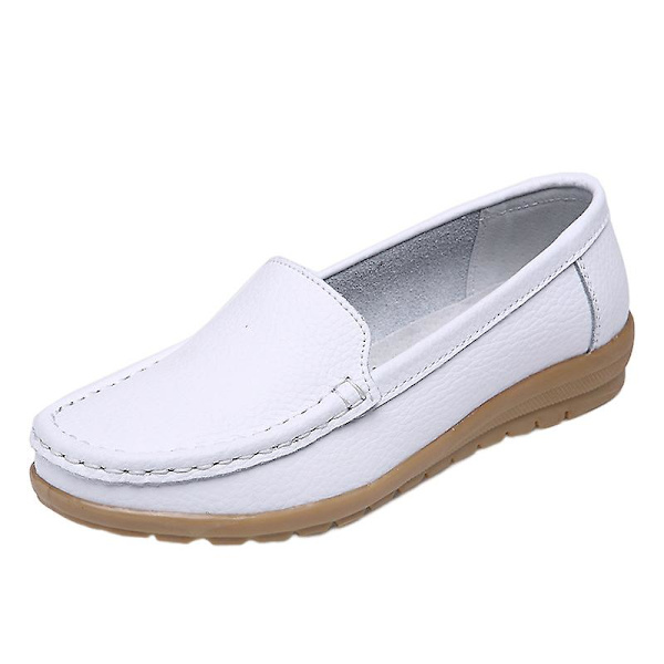 Kilklacksskor för damer, etnisk stil, enkla skor, halkfria låga klackskor lämpliga för promenader, dans och användning White 41