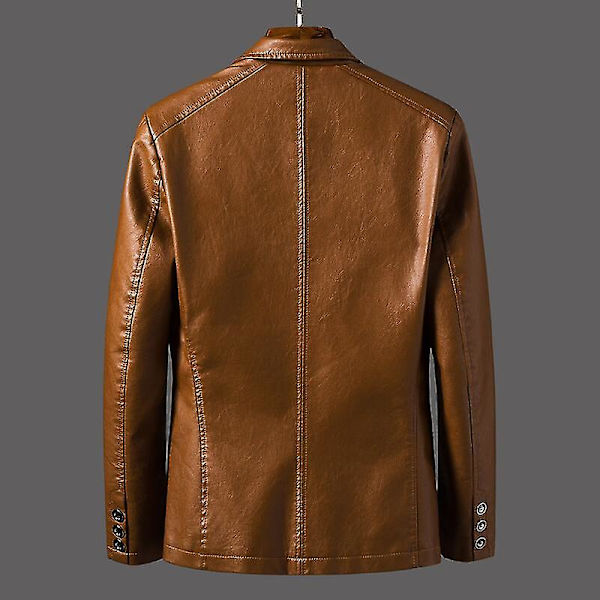 Lediga Blazer Jackor Herr Ytterkläder Läderjacka Herr Ledig Läderjacka Herr Slim Pu Läderjacka Mode Kläder Red XL