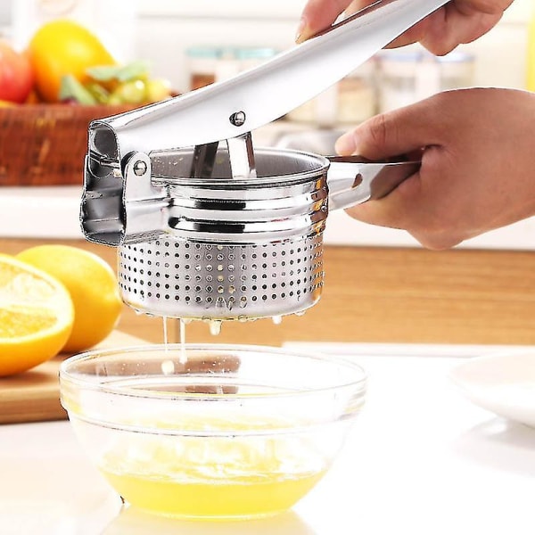 Kartoffelpresser i rustfrit stål Manuel kartoffelmoser Frugt Håndpresse Citron Limepresser