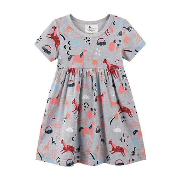 Småbørn Baby Piger Tegneserie Dyreprint T-shirt Kjole Kortærmet Sommerkjoler 7-8 Years