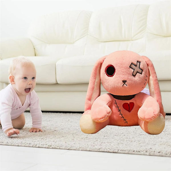 Läskig Påskhare Plyschleksak Långörad Kanin Djur Gosedjur Docka För Barn Flickor Halloween Födelsedagspresenter Pink