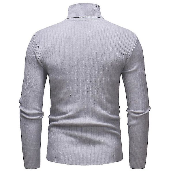 Hög rullande polotröja i stickat för män Grey L