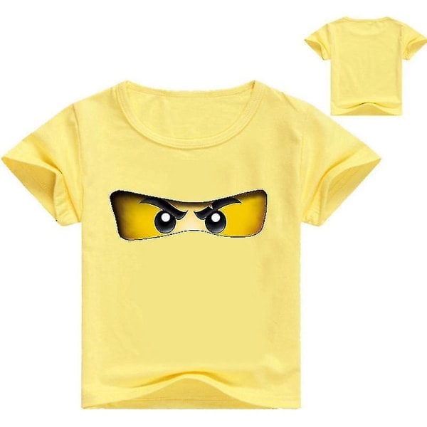 2-13 år 3D-utskrift Ninja pojkar och flickor kortärmad T-shirt barn sommarkläder Yellow 130cm