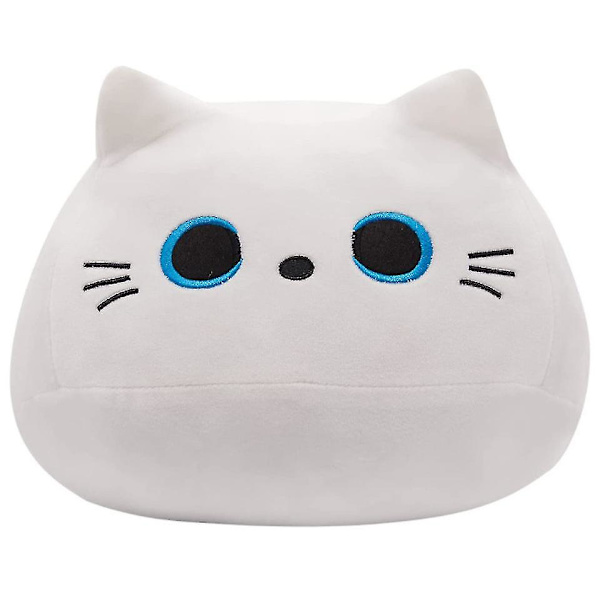 3D Svart Katt Plysch Fylld Djur Leksak Kudde White 30cm