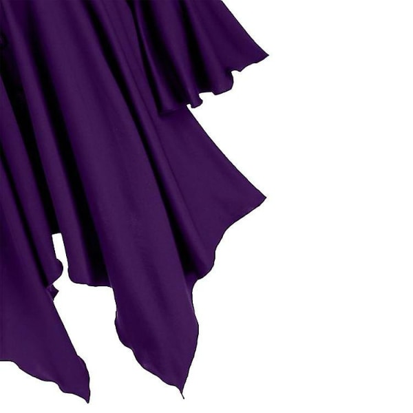 Gotisk Hætte Cape Frakke til Kvinder, Uregelmæssig Langærmet Jakke Purple L