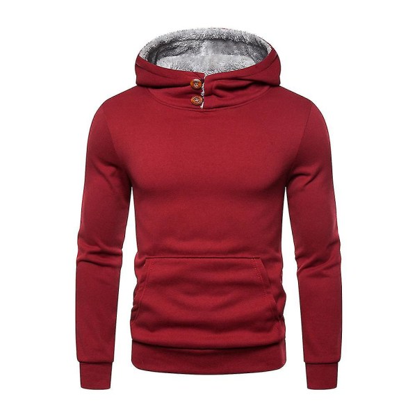 Herr Sweatshirt Hoodies Träningskläder Sporttoppar Casual Varm Pullover Wine Red M