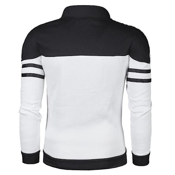 Herr Colorblock Full Zip Sportjacka Casual Långärmad Slim Fit Sweatshirt Jacka Black XL