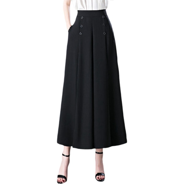 Vide bukser med brede ben, avslappet arbeidsbukser, rette bukser, lange, svart Black 3XL