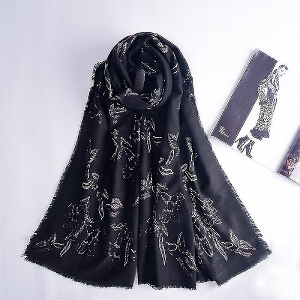 Balinesisk Trykket Skjerf Ginkgo Blad Sjal Wrap S2
