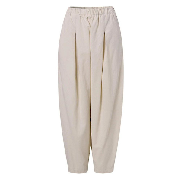 Naisten puuvilla-pellavatyyliset haremhousut, löysät Ali Baba -housut, pitkät, plus-koko Apricot 4XL