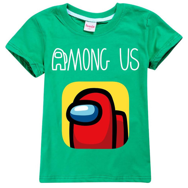 Among Us Game Kids Boy Girl Kortärmad Impostor T-shirt Summer Tee Tops Green 11-12 Years